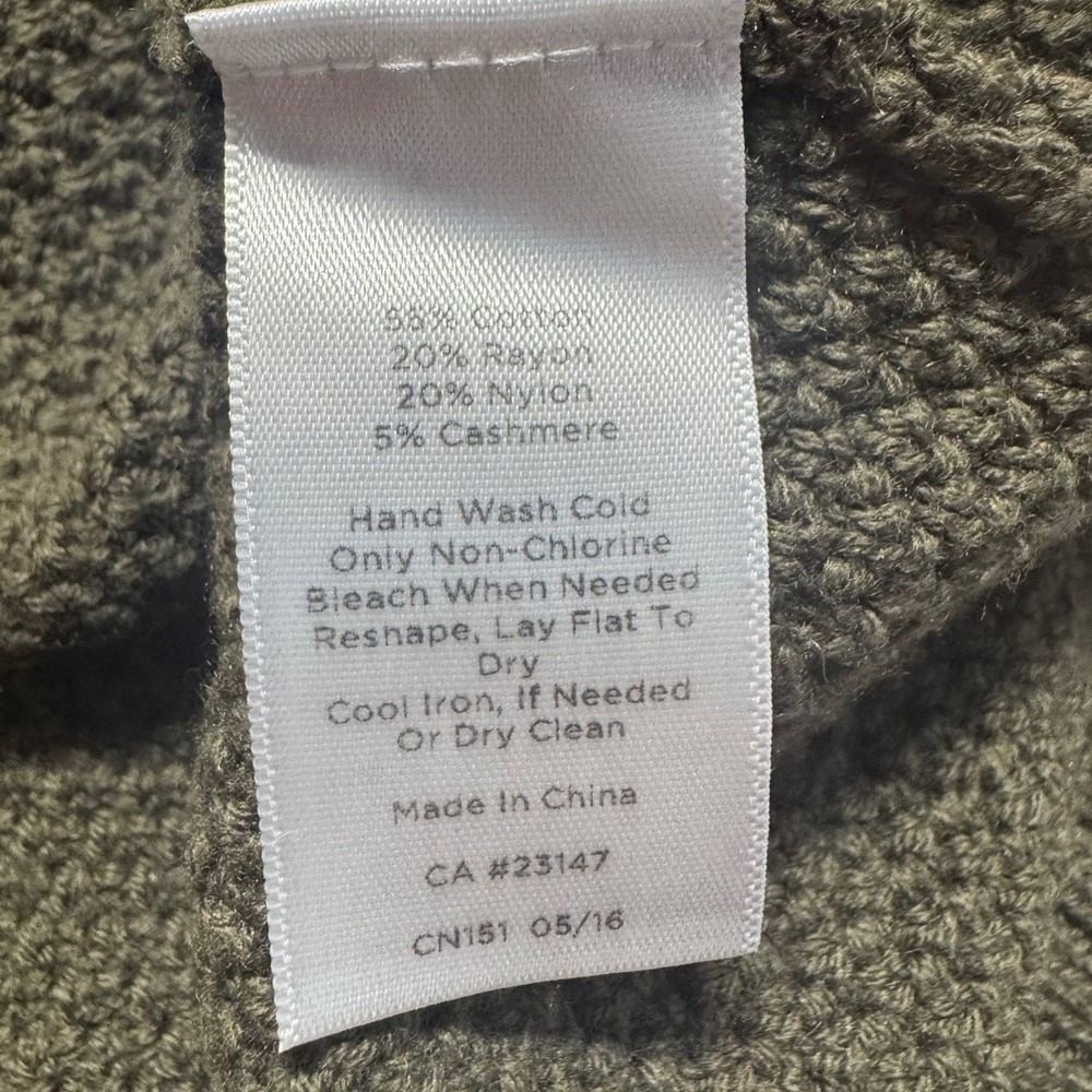 Talbots Sweater Medium Crew Neck Olive Green Long Sleeve Cotton Blend Chunky - Picture 6 of 7